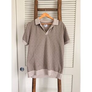 Craft and Flow Mens Polo Shirt Geometric Pattern Short Sleeve